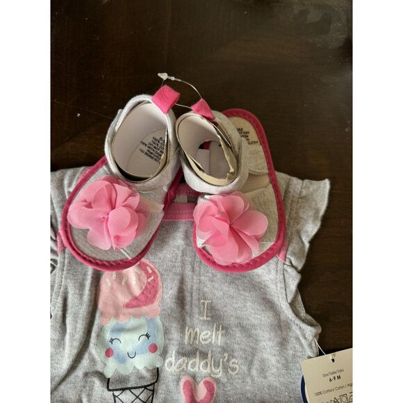 Baby Mode Infant Bodysuit Grey- Pink ' I melt daddy Heart' - Ice Cream - Picture 2 of 4